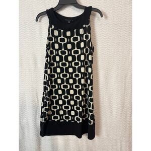 BN #6 Tiana B Black & Cream Geometric Print Dress – Size PM (Petite Medium)